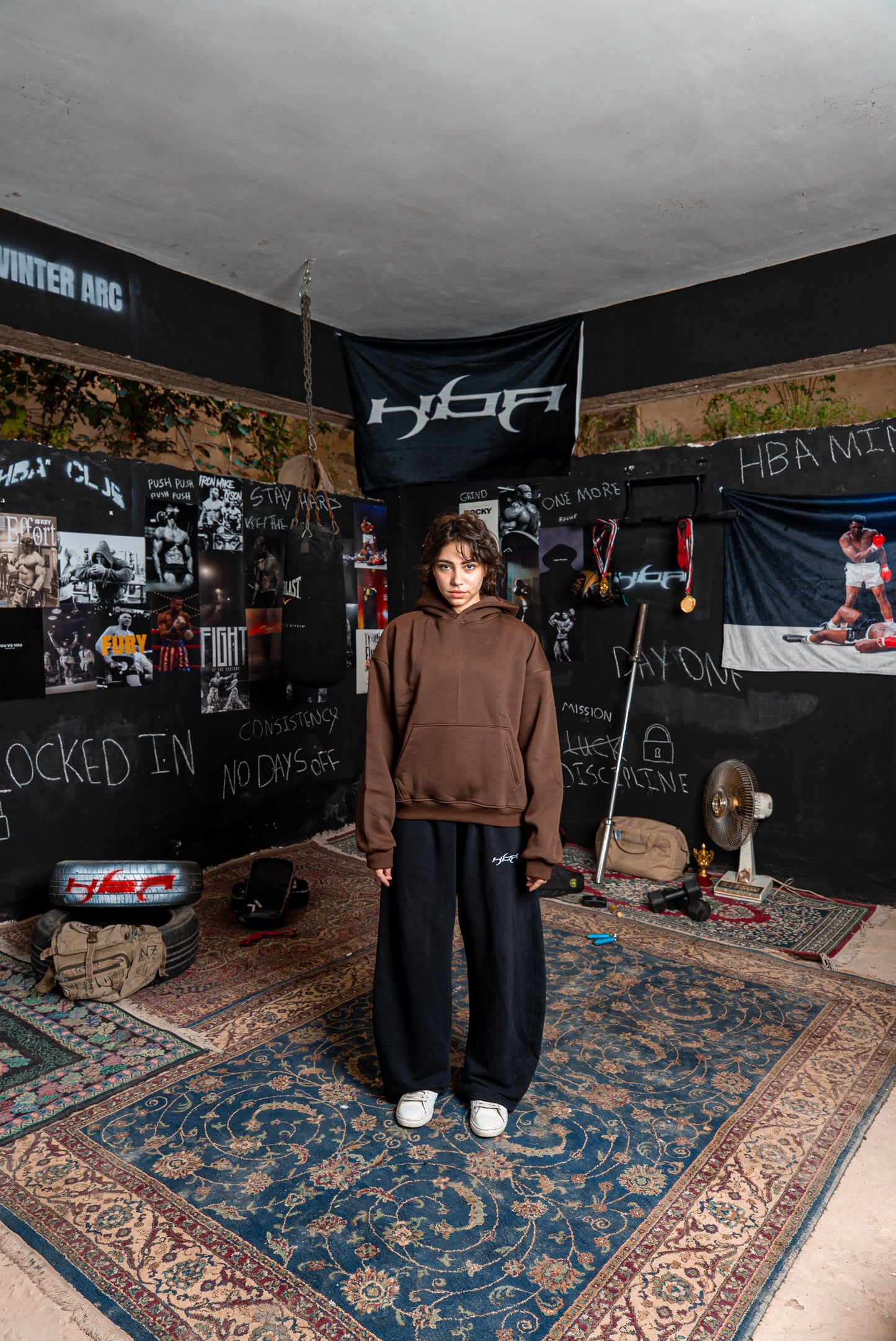 DARK BROWN HBA-CLUB HOODIE