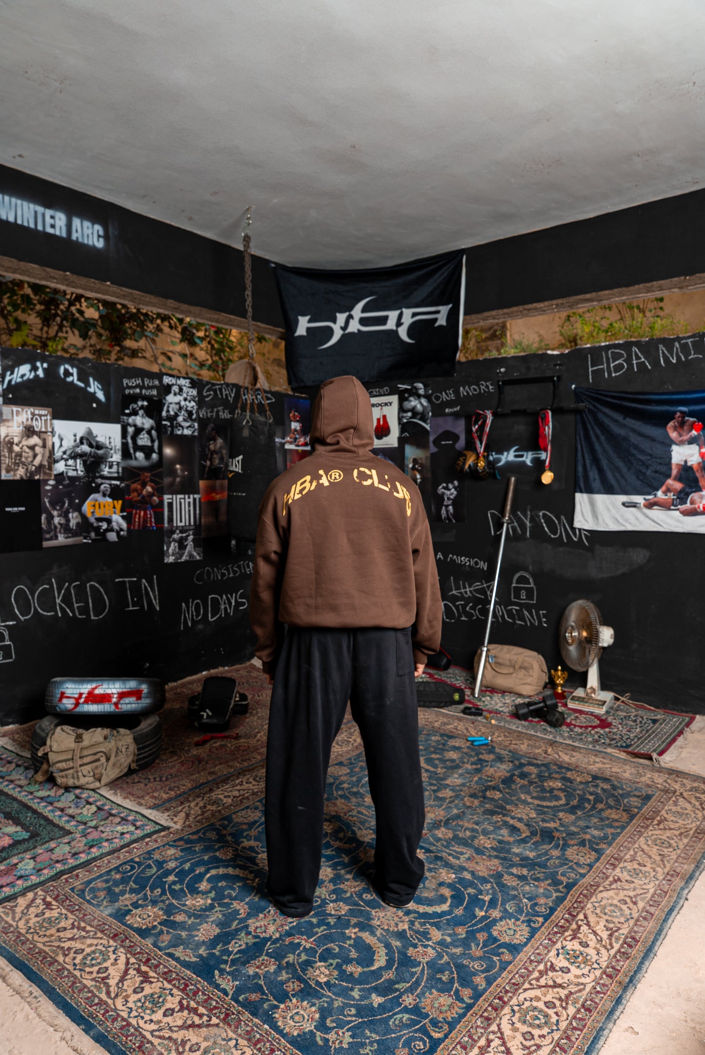 DARK BROWN HBA-CLUB HOODIE