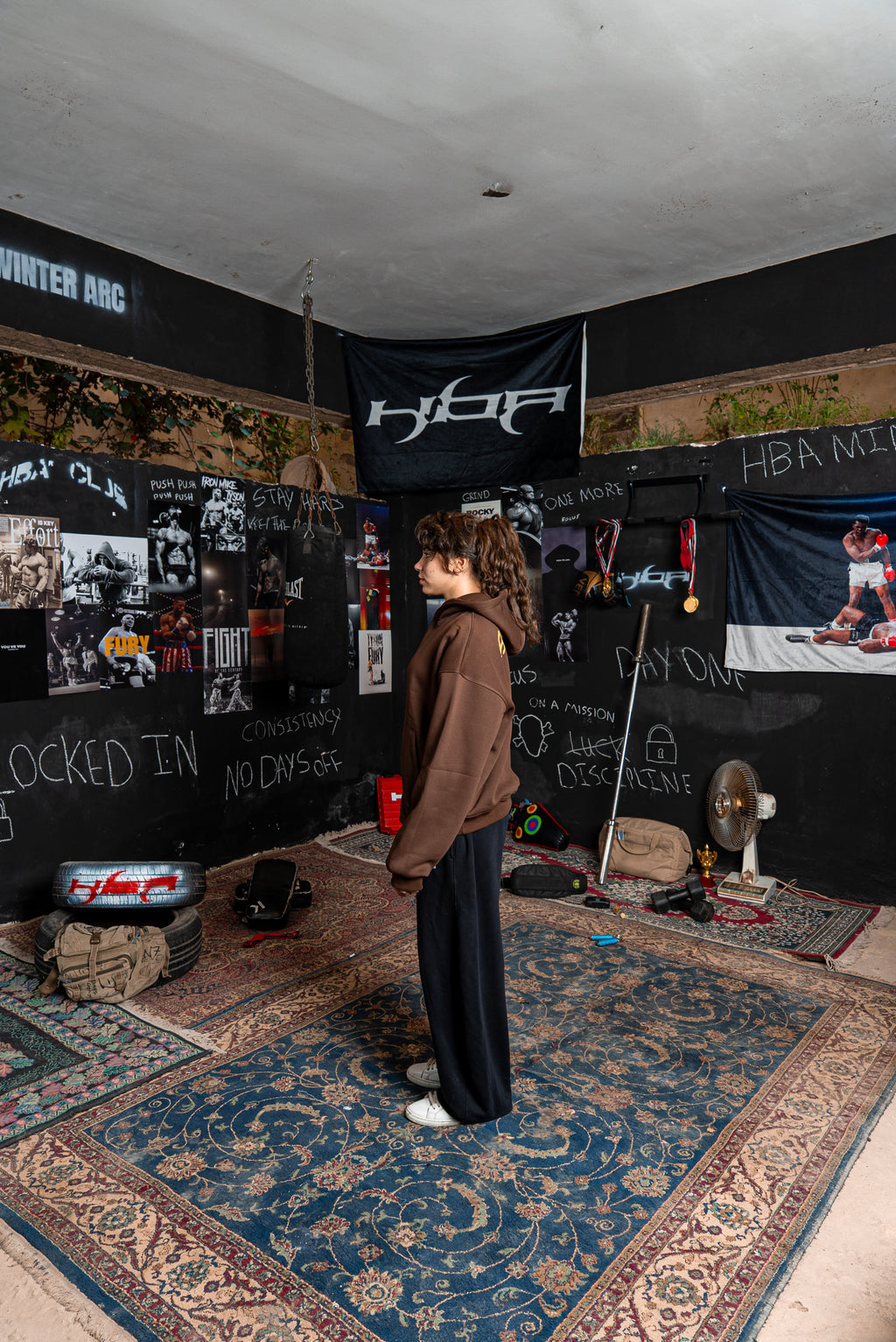 DARK BROWN HBA-CLUB HOODIE