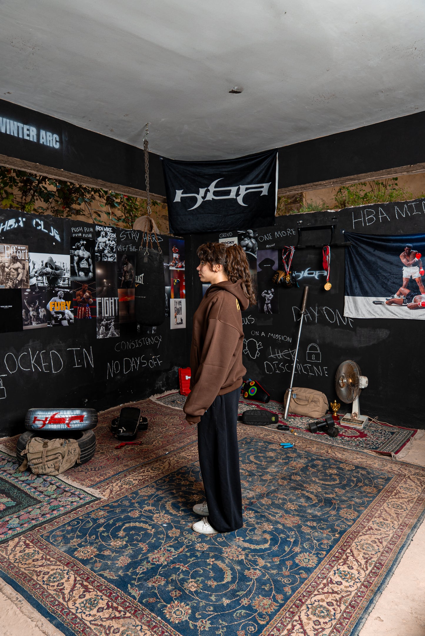 DARK BROWN HBA-CLUB HOODIE