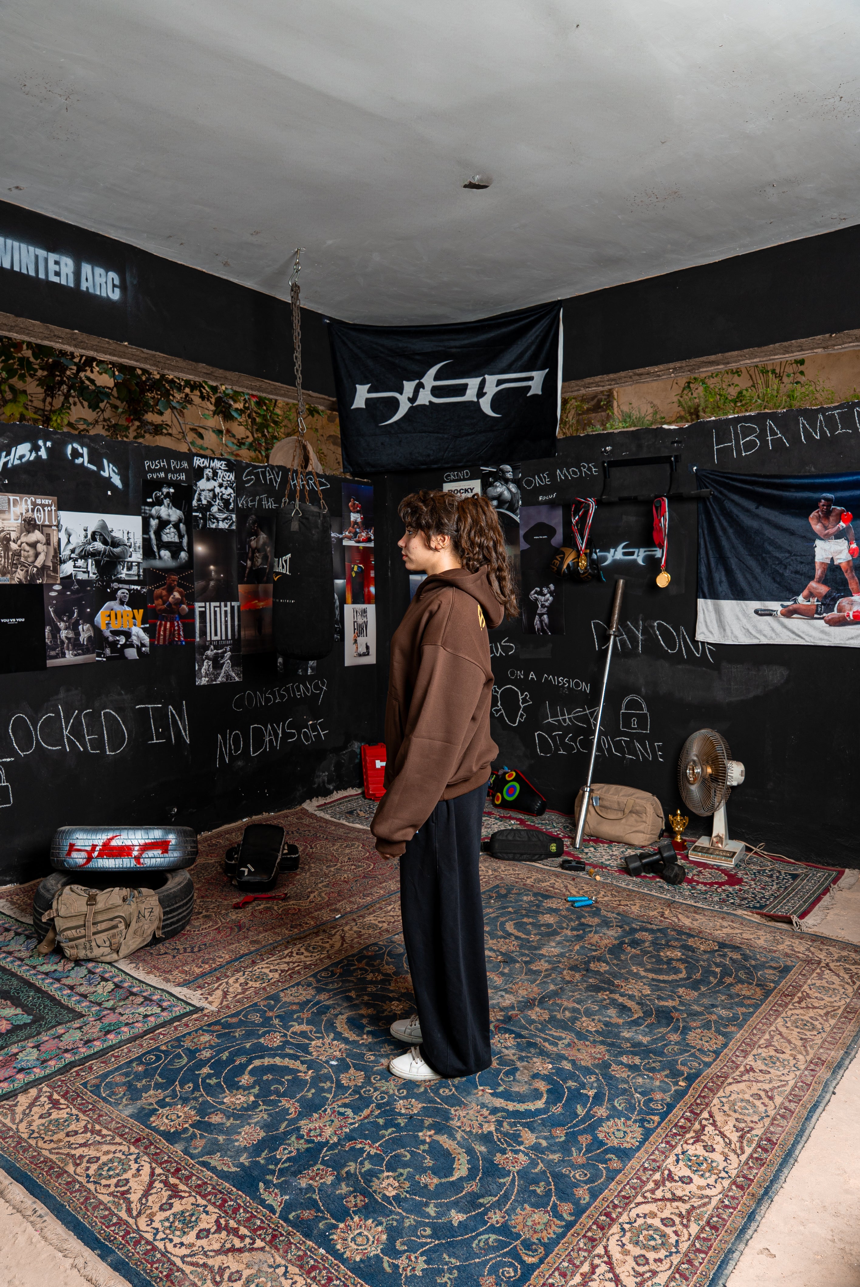 DARK BROWN HBA-CLUB HOODIE