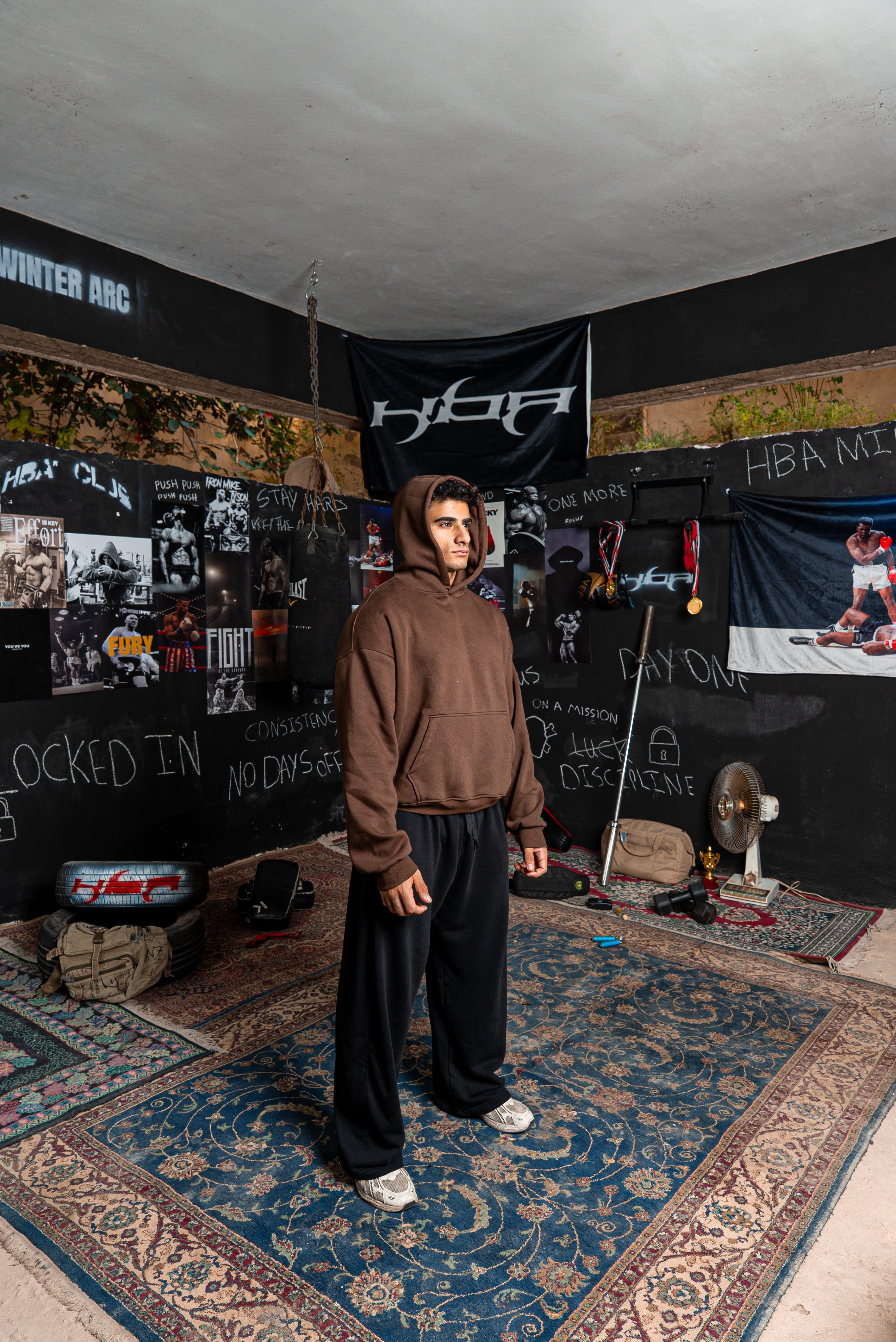 DARK BROWN HBA-CLUB HOODIE