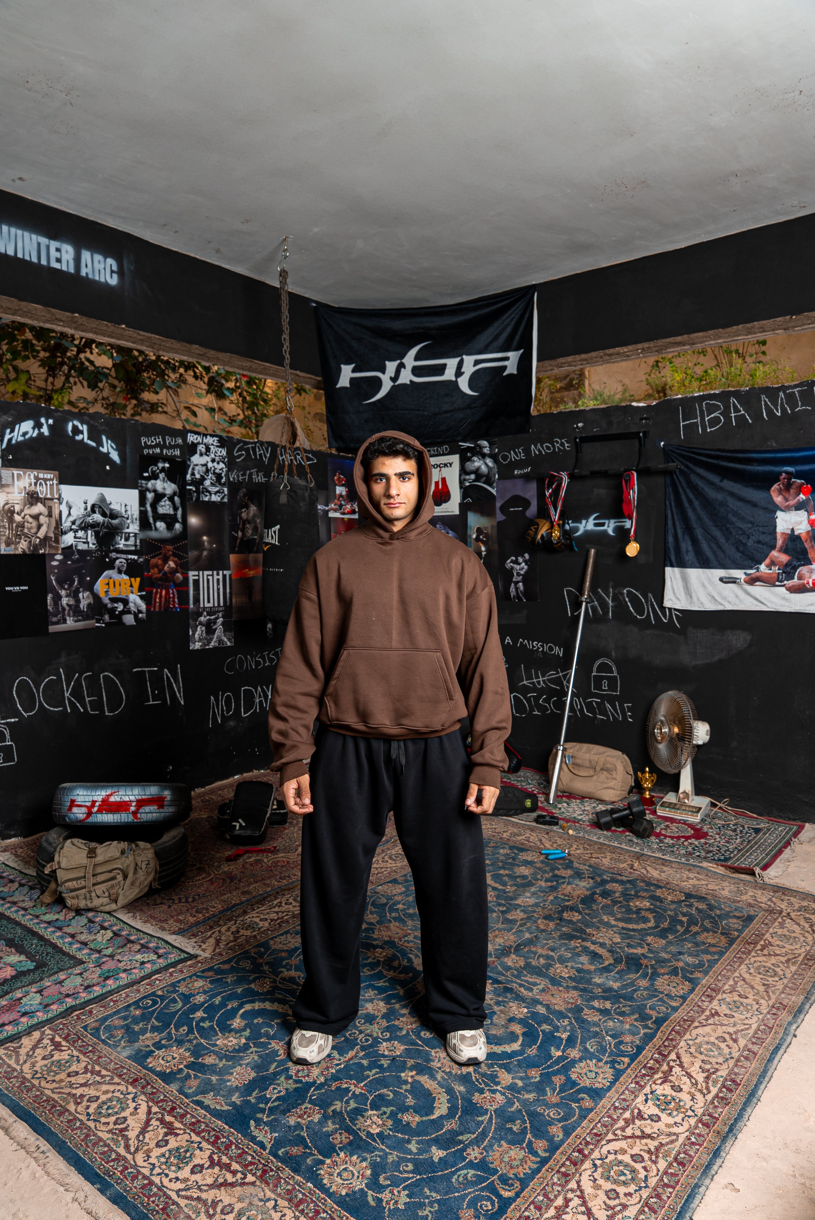 DARK BROWN HBA-CLUB HOODIE