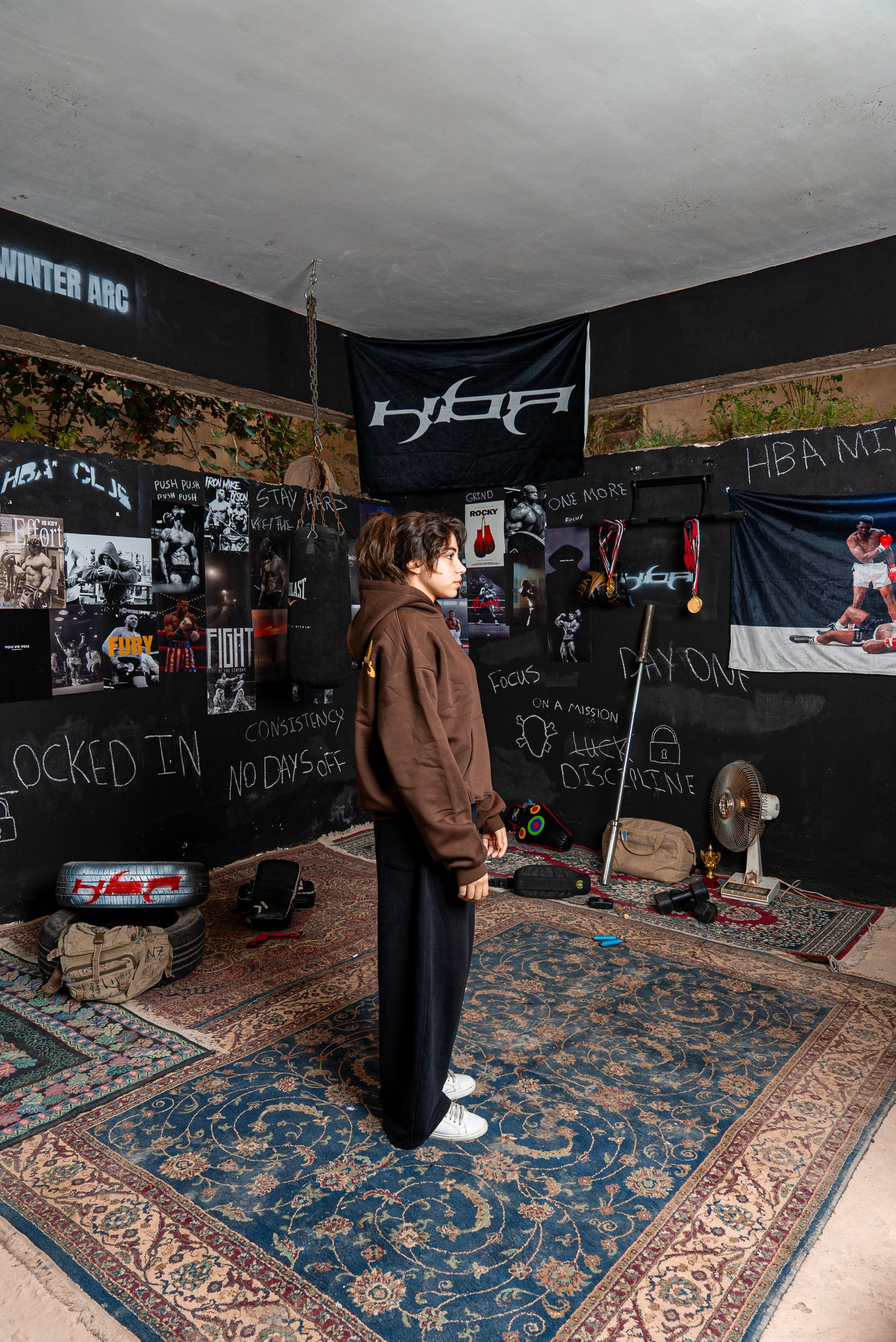 DARK BROWN HBA-CLUB HOODIE