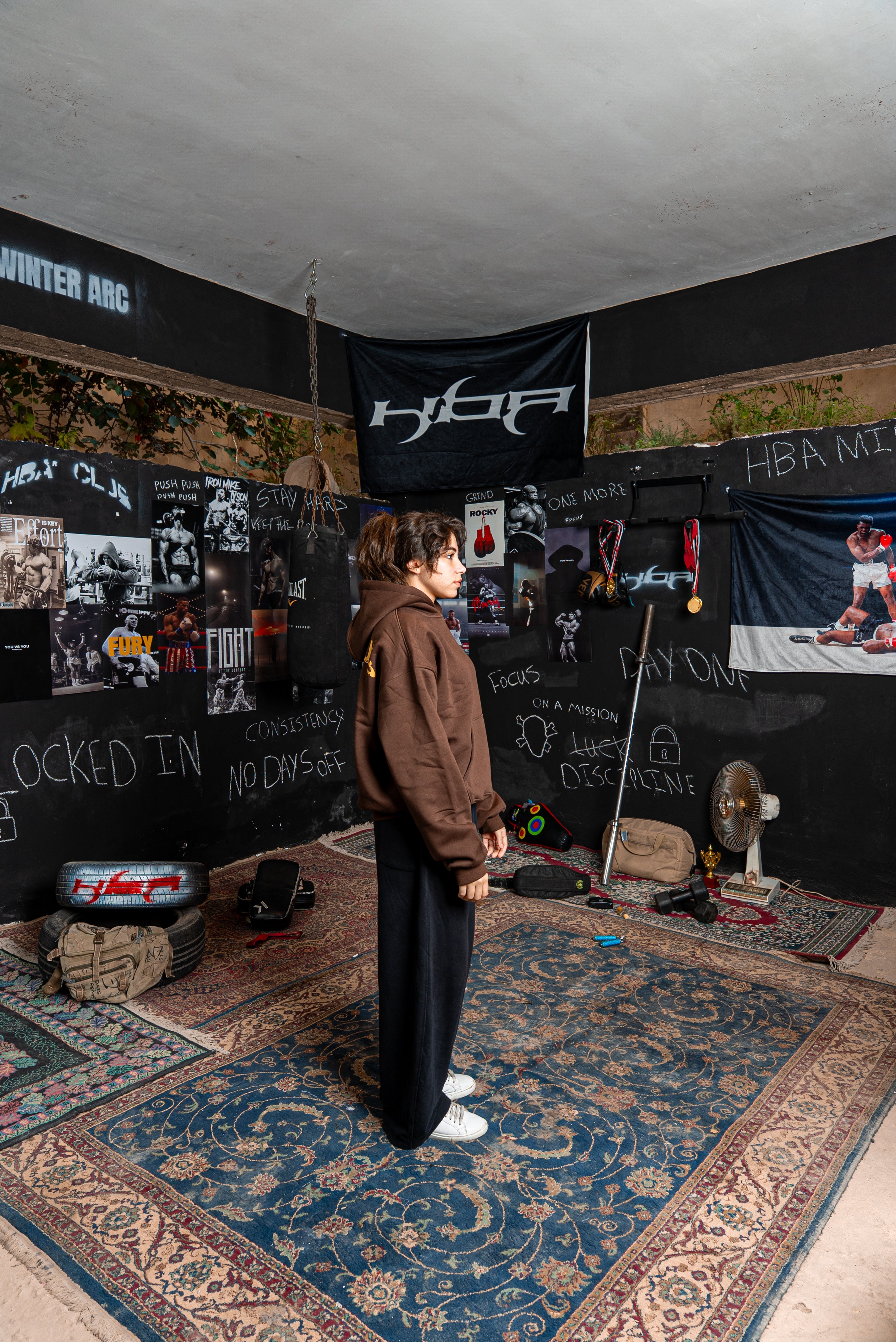 DARK BROWN HBA-CLUB HOODIE