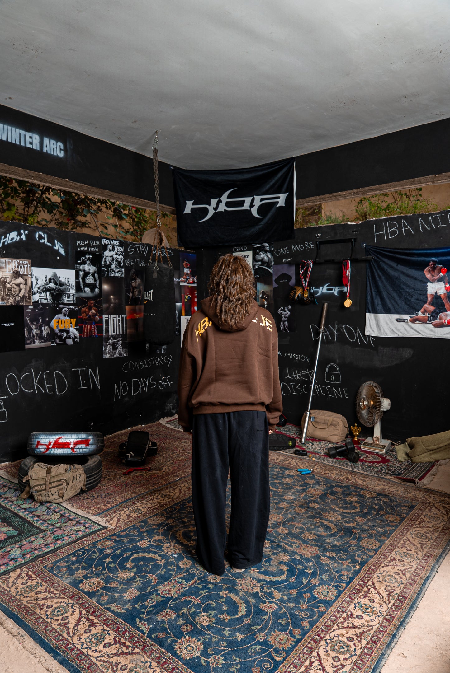 DARK BROWN HBA-CLUB HOODIE