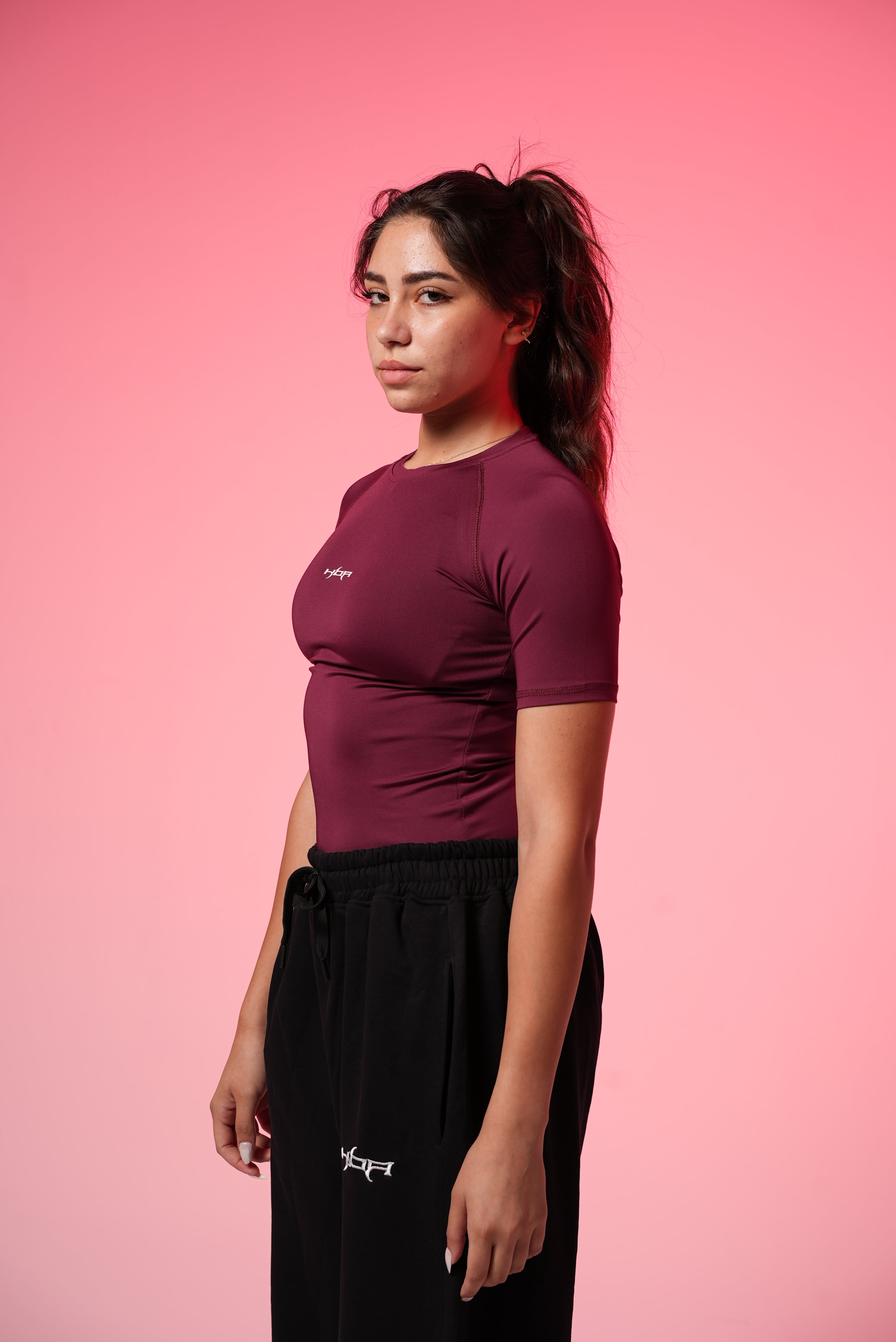 Burgundy HBA short sleeve