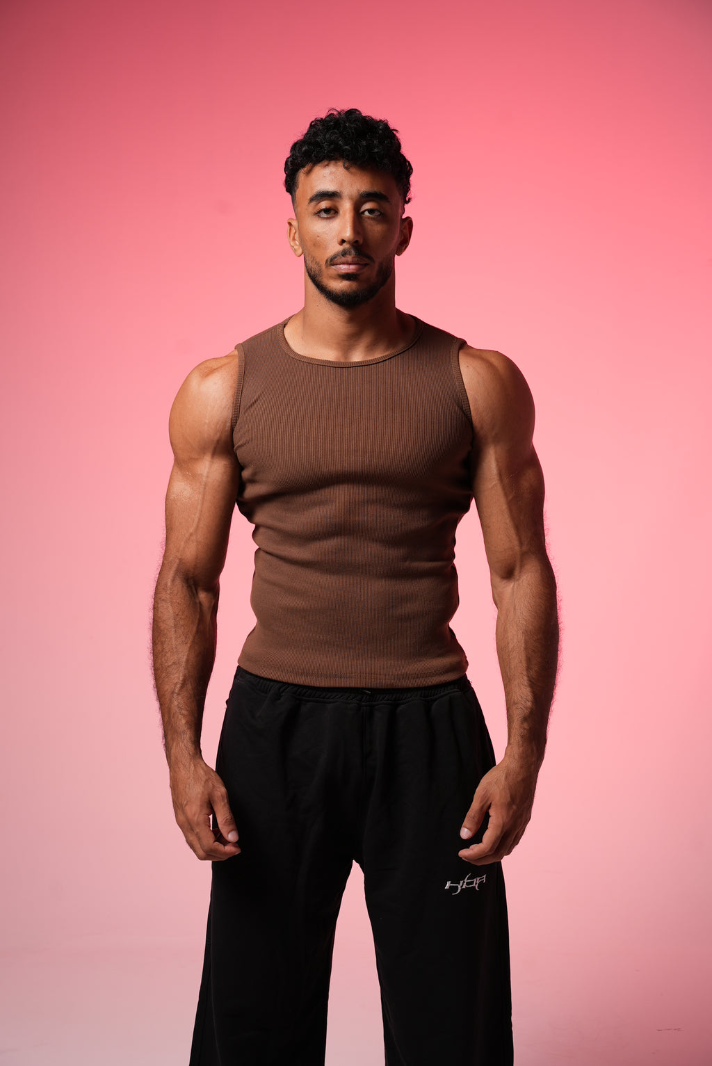 brown Ribbed tank top