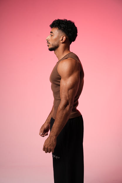 brown Ribbed tank top