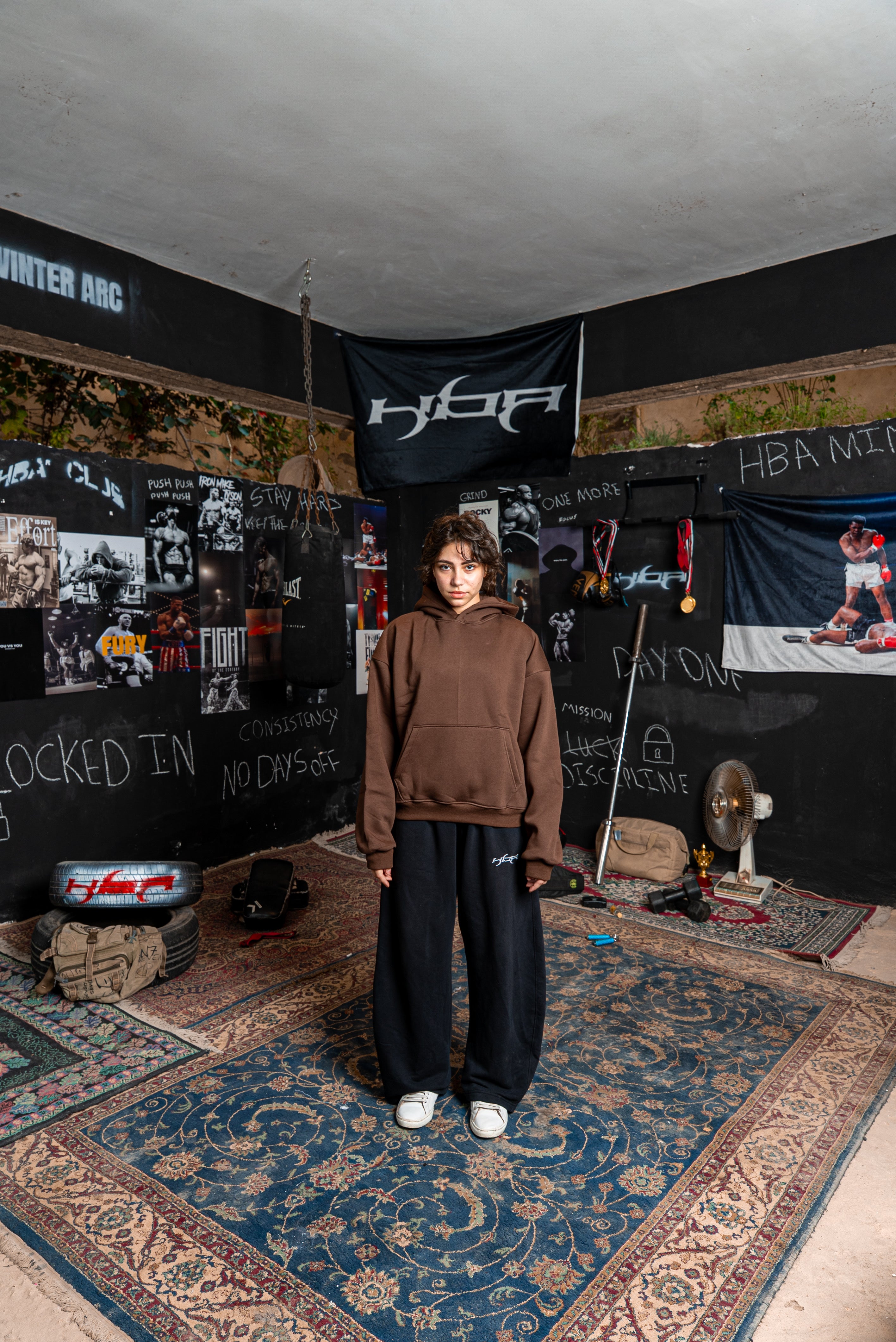 DARK BROWN HBA-CLUB HOODIE