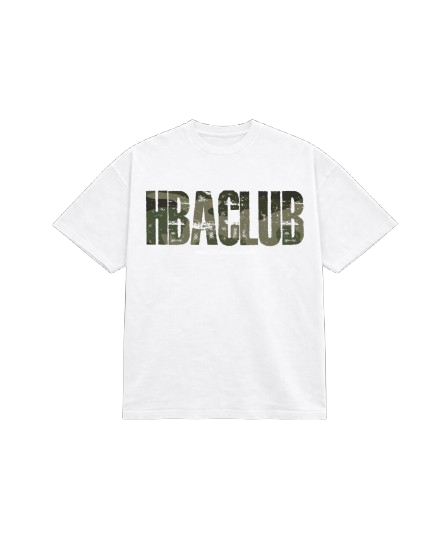 White HBA Club pump cover with army green logo on clean background