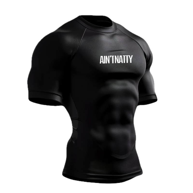Ain't Natty compression shorts athletic mockup on transparent background